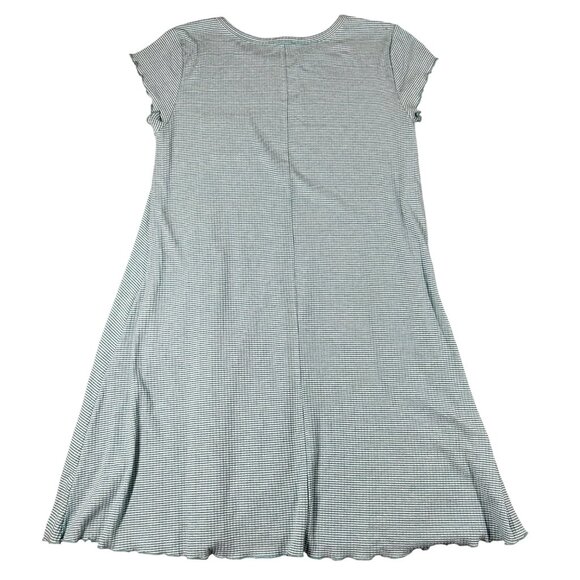 Hem Thread Large Green White Striped Cap Sleeve‎ Pullover Dress Lightweight - Picture 7 of 8